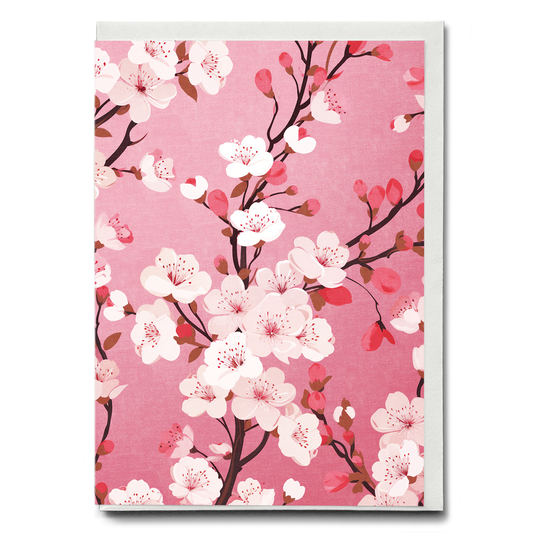 Branch pink blossom - Greeting Card