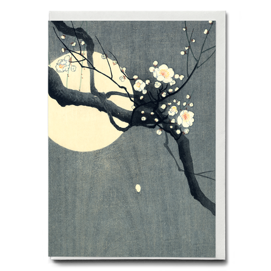 Plum Blossom and Full Moon by Ohara Koson  - Greeting Card