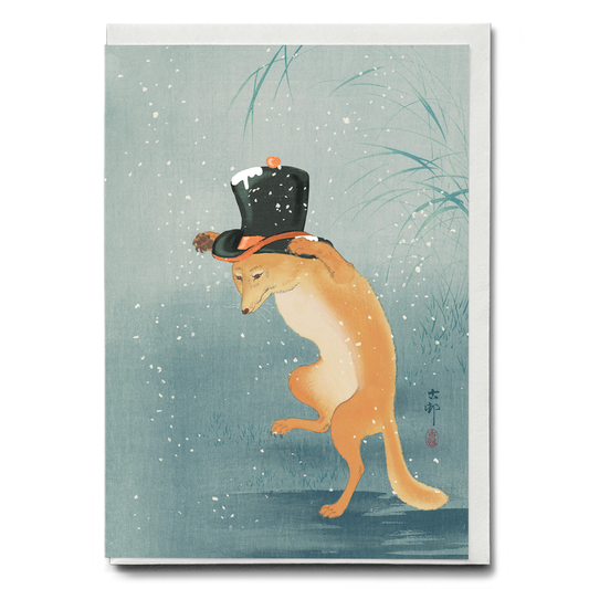 Dancing Fox with a top Hat - Greeting Card