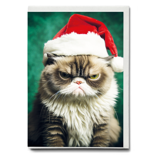 Grumpy Santa cat - Greeting Card