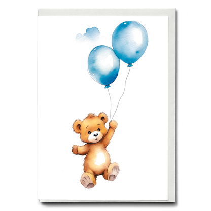 Teddy bear floating away - Greeting Card