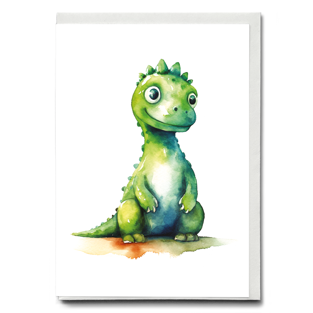 Little green dino - Greeting Card