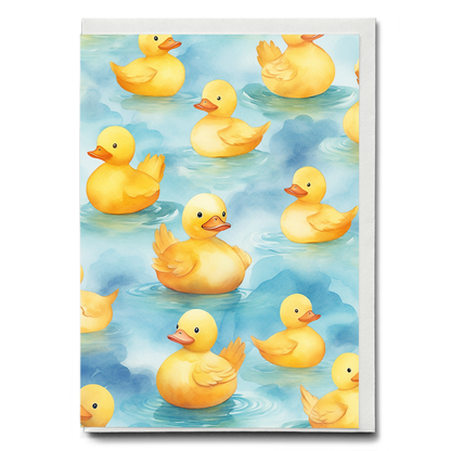 Pattern of duck in water - Greeting Card