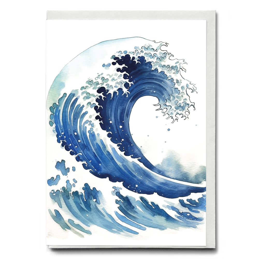 Great wave watercolour style  - Greeting Card