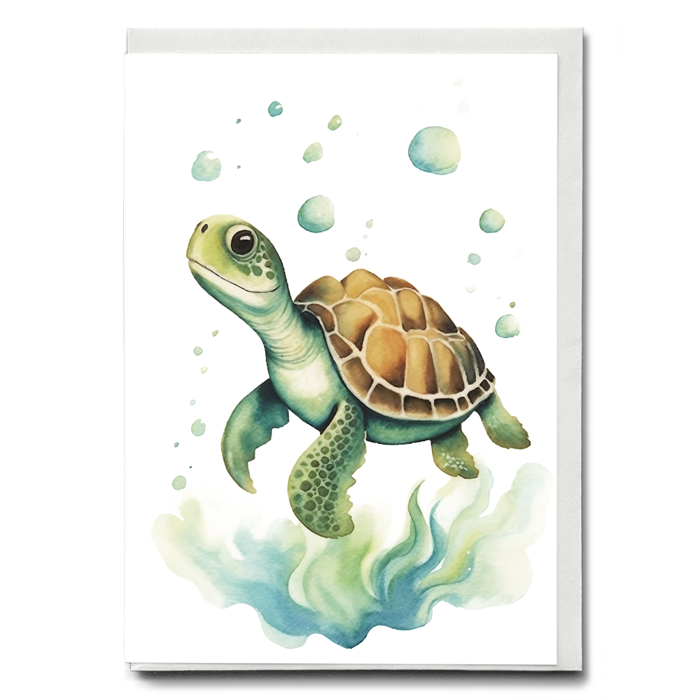 Turtle in the water - Greeting Card