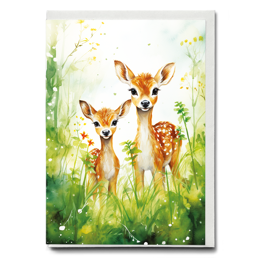 Two cute deer - Greeting Card