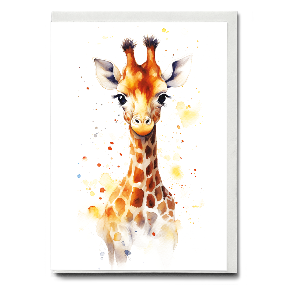 Watercolour giraffe - Greeting Card