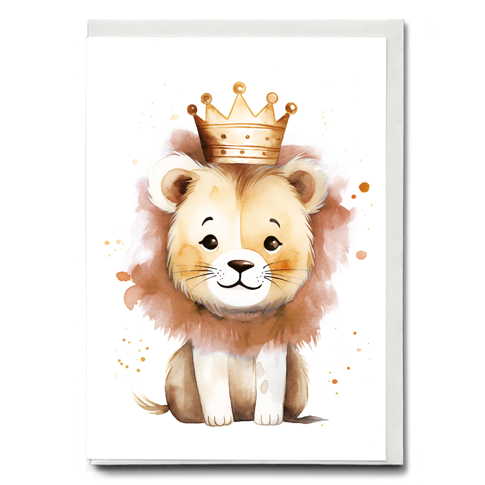 Little lion with a crown - Greeting Card