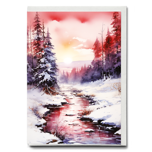 Snowy Horizon at Twilight - Greeting Card