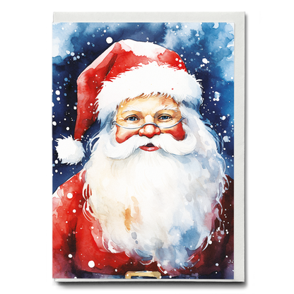 Watercolour painting portrait of santa - Greeting Card