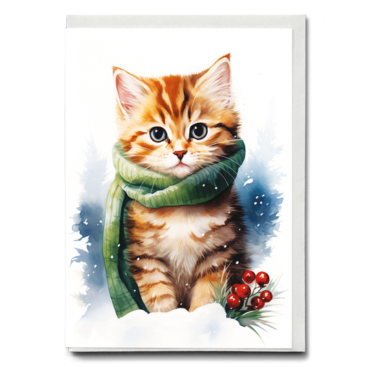 Little kitten in the snow - Greeting Card