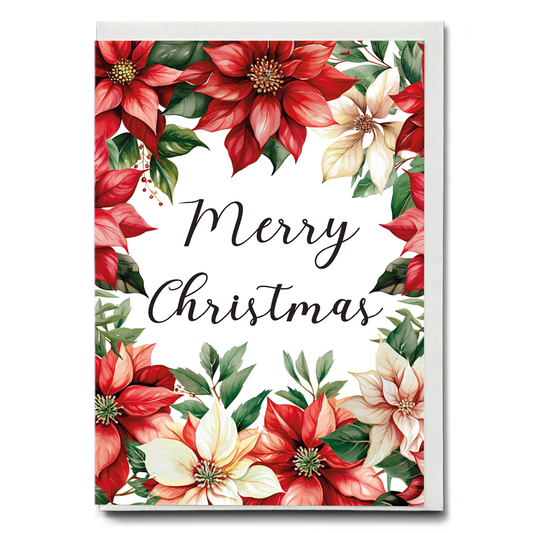 Merry Christmas Poinsettia - Greeting Card