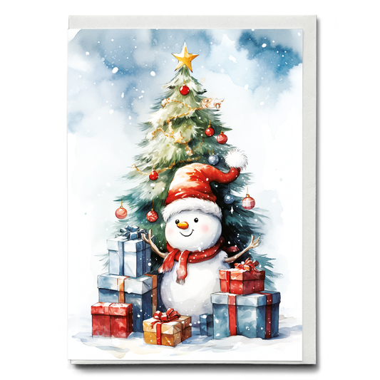 Snowmen and a Christmas tree - Greeting Card