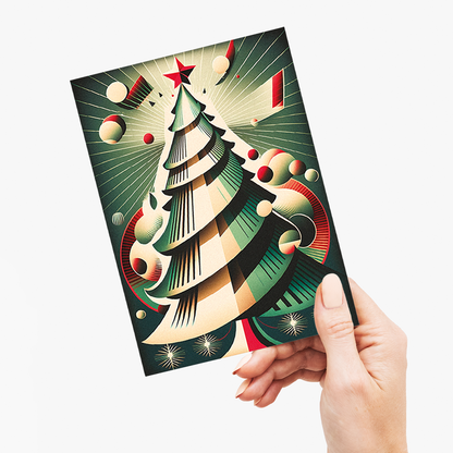 Red and green Christmas tree - Greeting Card