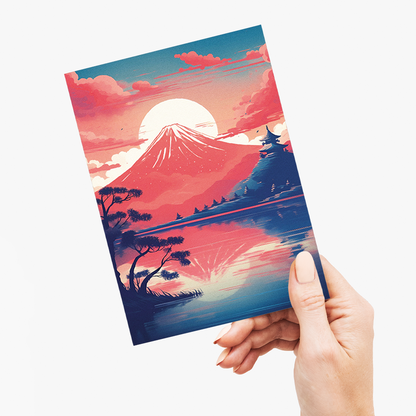 Mount fuji at dusk - Greeting Card