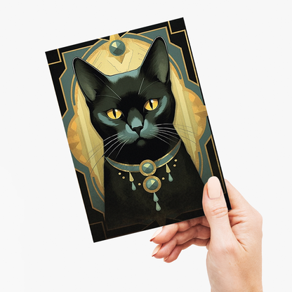 Elegant black cat I - Greeting Card