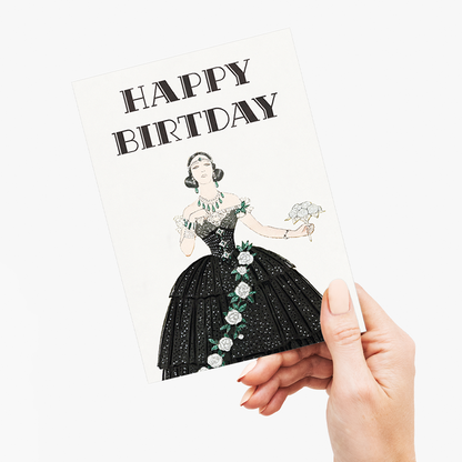 Vintage black dress (Birthday) - Greeting Card