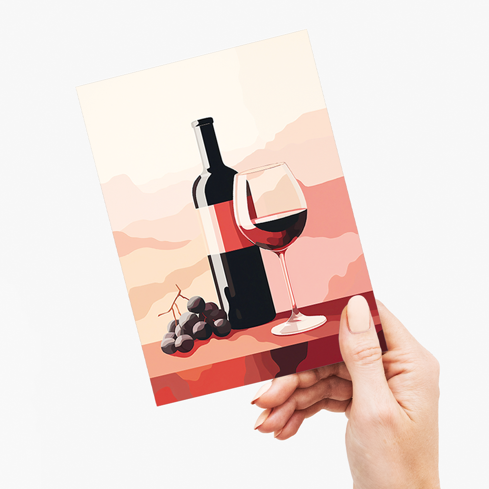 Bottle of red wine - Greeting Card