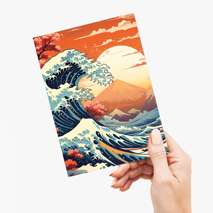 Great wave art deco style - Greeting Card