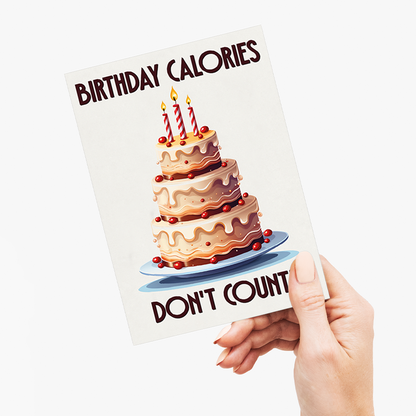 Birthday calories don't count! Chocolate cake (Art Deco) - Greeting Card