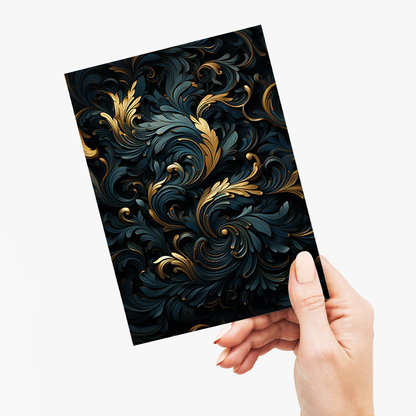 Black and gold art deco pattern - Greeting Card