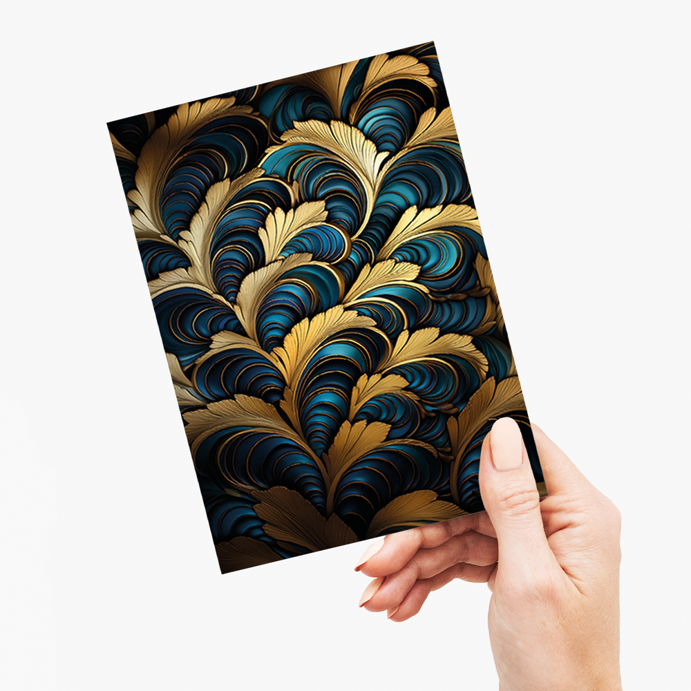 Blue and Gold pattern - Greeting Card