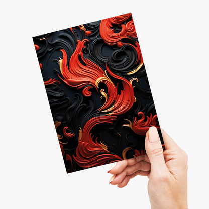 Red, Gold and black pattern - Greeting Card
