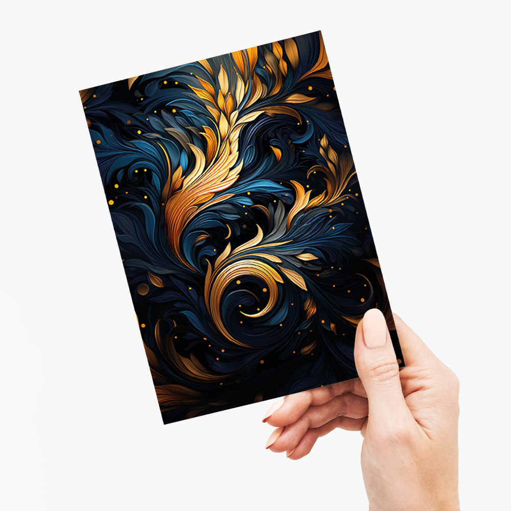 Gold and blue art deco pattern  - Greeting Card