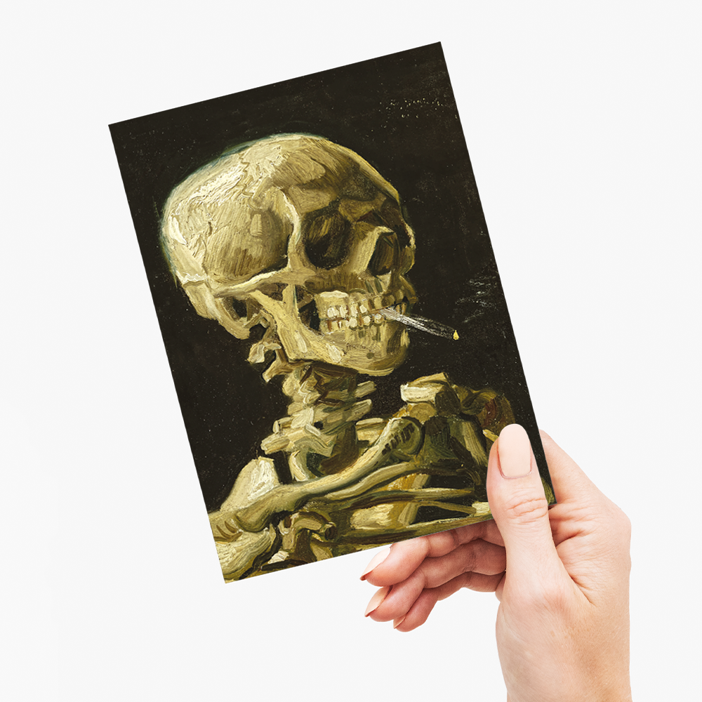 Head of a skeleton with a burning cigarette By Vincent Van Gogh - Greeting Card