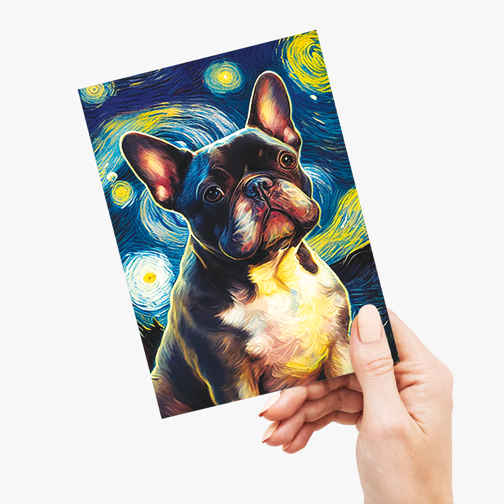 French bulldog in Van Gogh style - Greeting Card