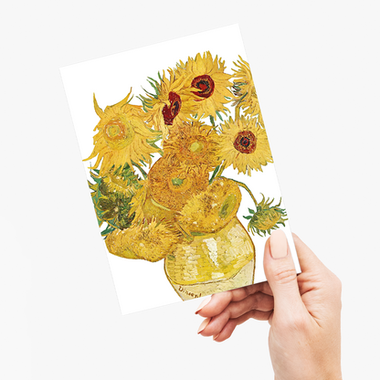 Vase with Twelve Sunflowers Cutout By Van Gogh - Greeting Card