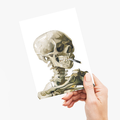 Head of a skeleton with a burning cigarette  By Vincent van Gogh Cutout - Greeting Card