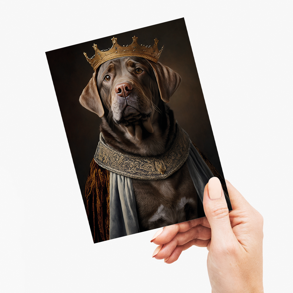 Renaissance painting of a brown Labrador as a king - Greeting Card