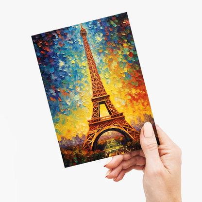 Eiffel tower in dusk in Van Gogh style - Greeting Card