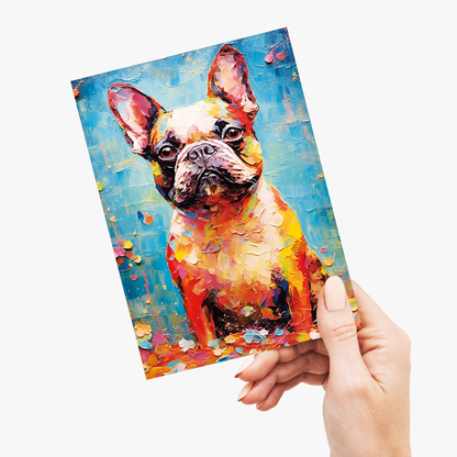 Colourful french bulldog - Greeting Card