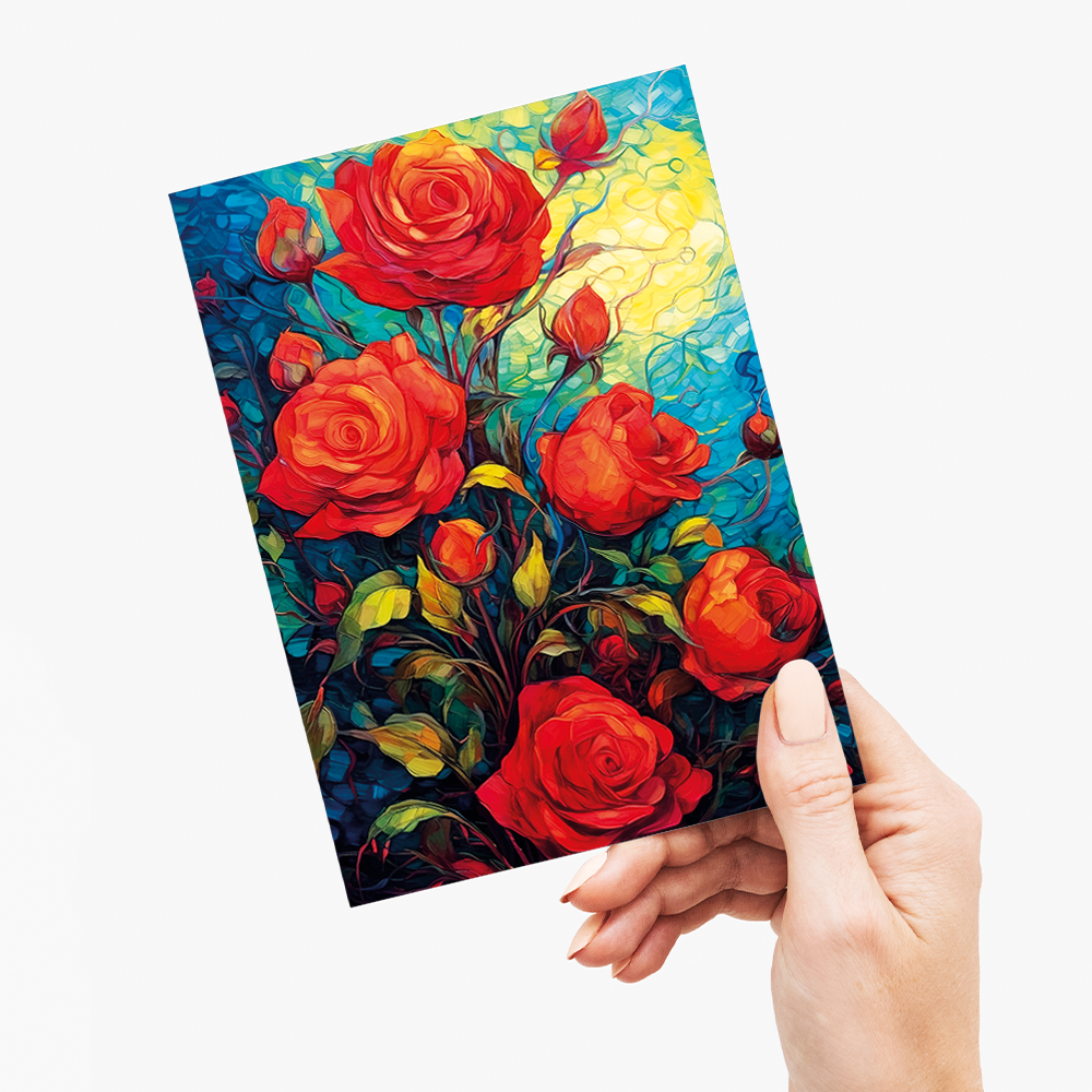 Roses in Van Gogh style - Greeting Card