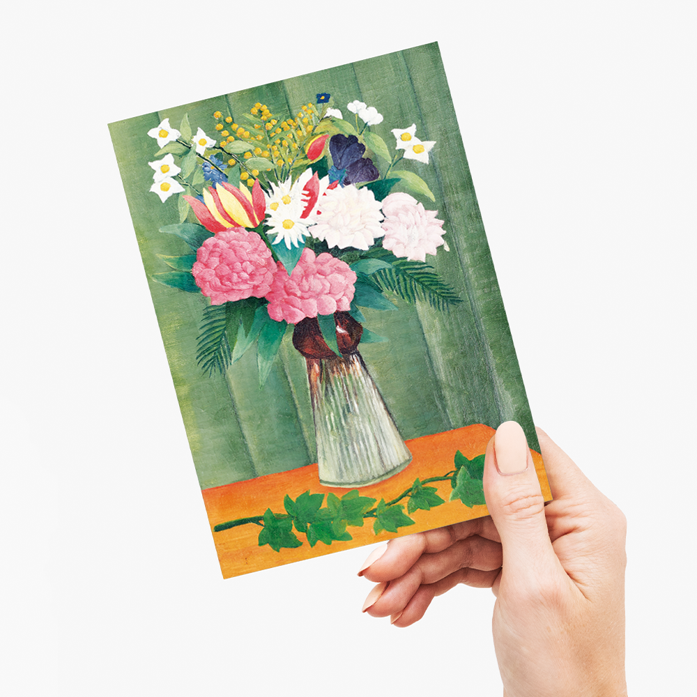 Flowers in a Vase by Henri Rousseau - Greeting Card