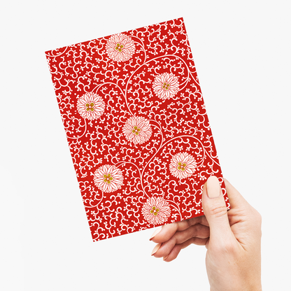 Red floral pattern - Greeting Card