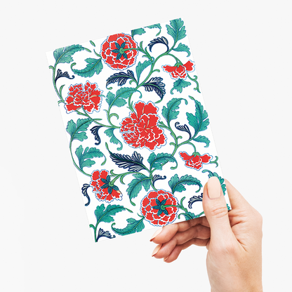 Red floral pattern II - Greeting Card