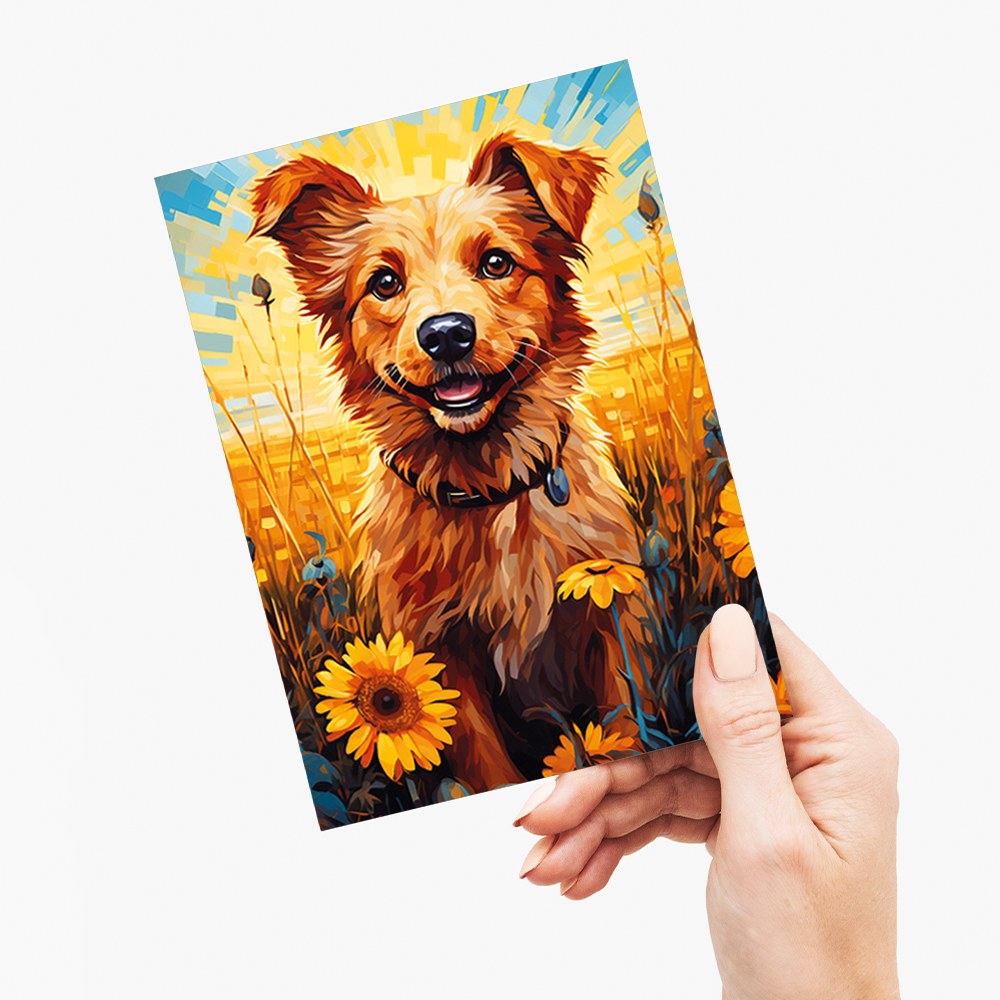 Puppy in a wheat field - Greeting Card
