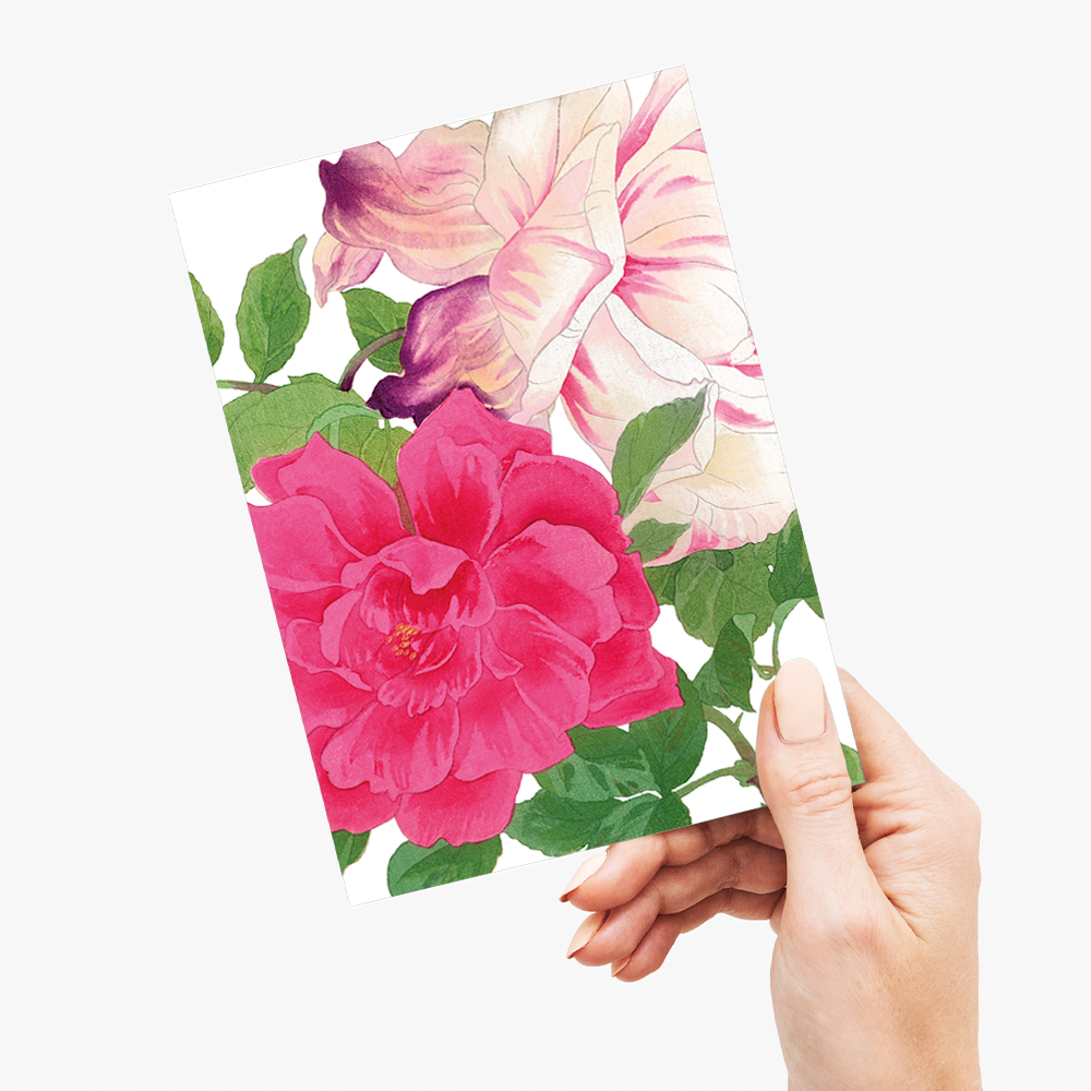 Pink Roses By Tanigami Kônan - Wenskaart