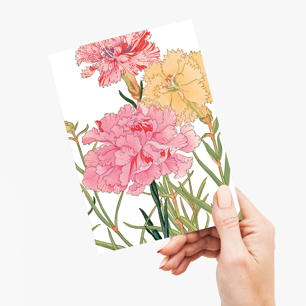 Carnation flowers By Tanigami Kônan - Wenskaart