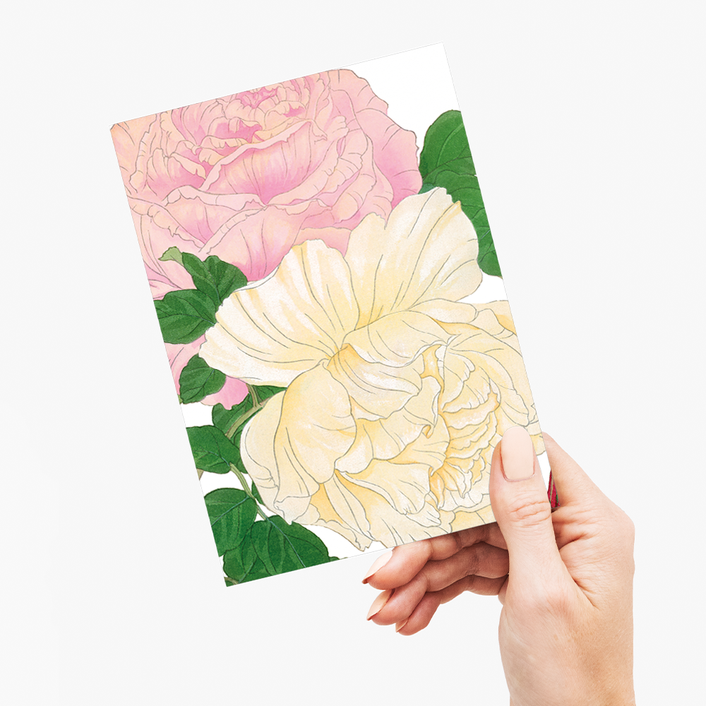 Pink & White Roses By Tanigami Kônan - Wenskaart