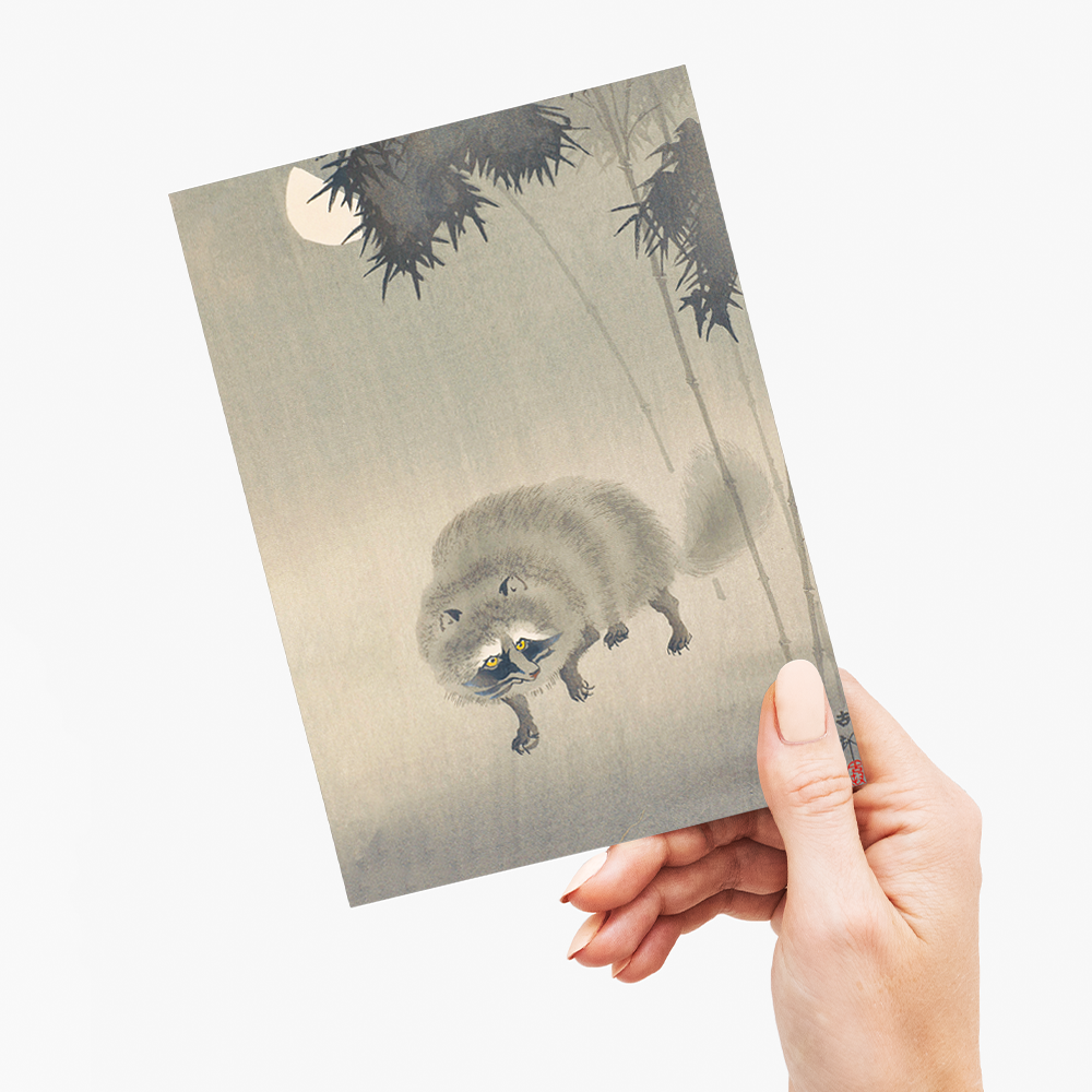 Badger And Bamboo By Ohara Koson - Greeting Card