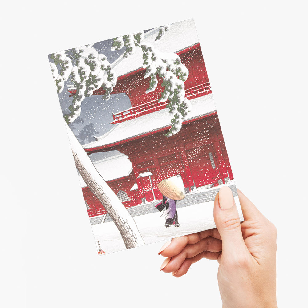 Zojo Temple in Snow, Shiba By Kawase Hasui - Greeting Card