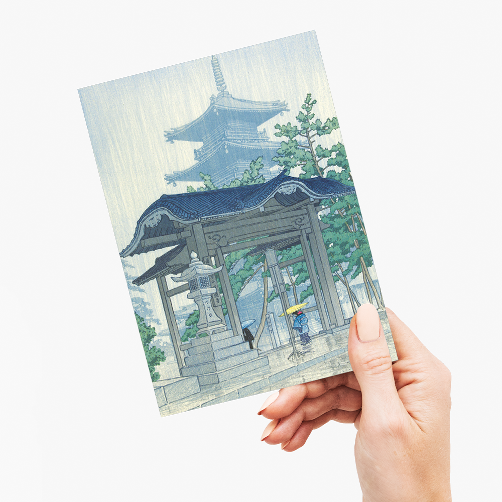 Zentsuji Temple In The Rain By Kawase Hasui - Greeting Card