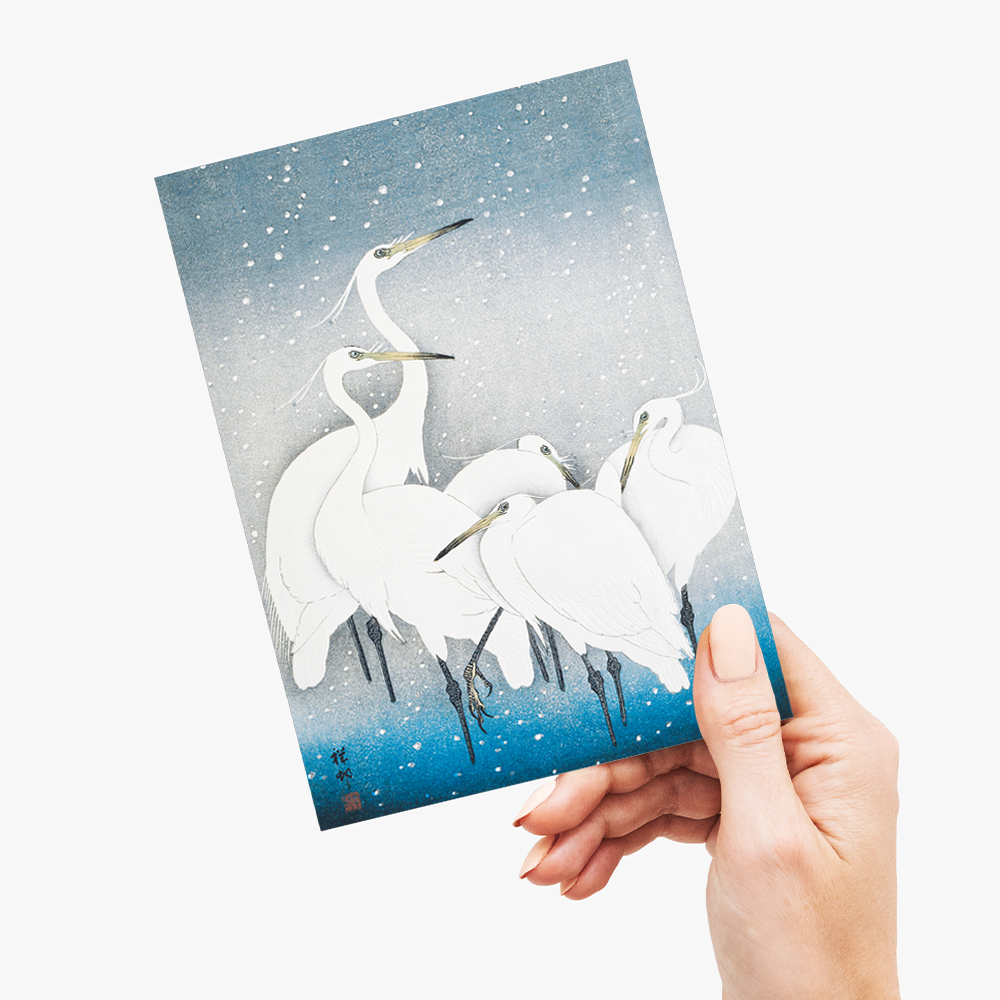 Group of Egrets By Ohara Koson - Greeting Card