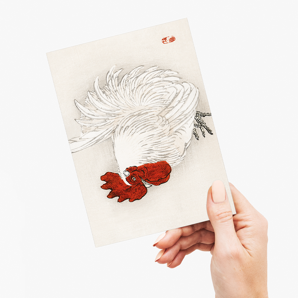 Japanese Bantam by Kōno Bairei - Greeting Card