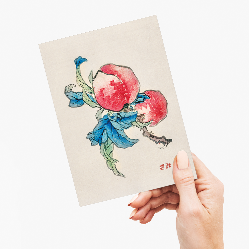 Peaches by Kōno Bairei - Greeting Card