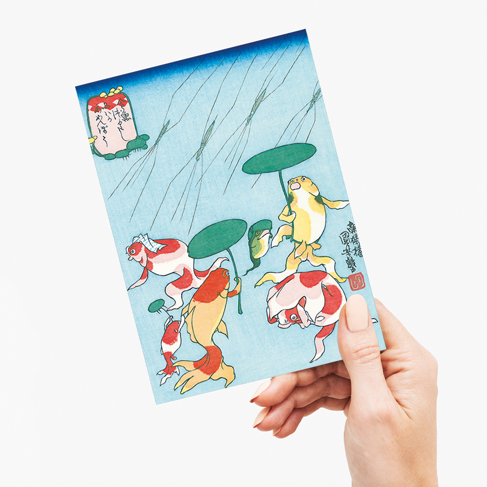 Goldfish Sudden Rain of the Water Gliders By Utagawa Kuniyoshi - Greeting Card